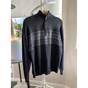 Oscar De La Renta Sweater Mens XL 1/4 Zip Gray Cotton Nordic Fair Isle 6860